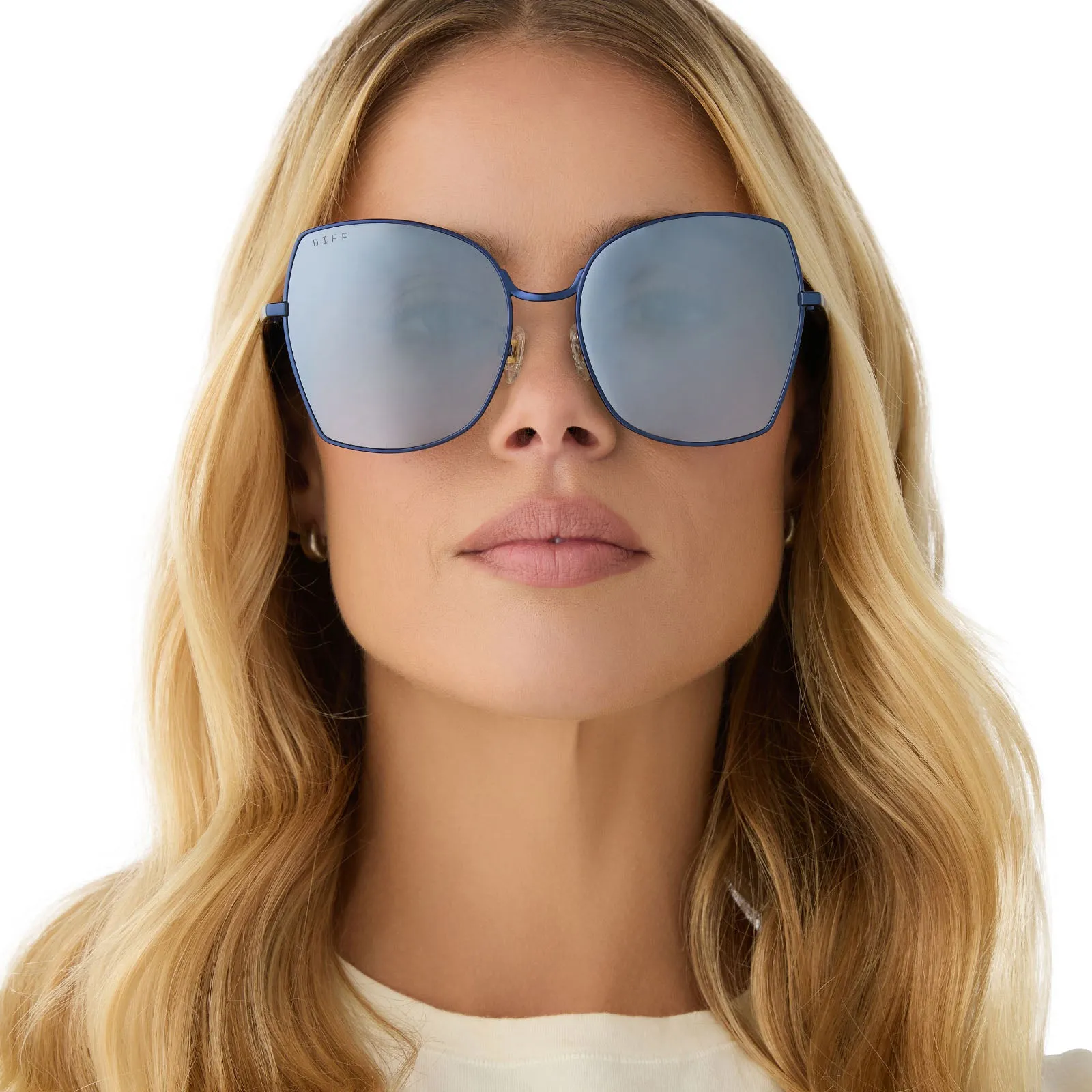 DONNA - DEEP NAVY METAL   AEGEAN BLUE FLASH SUNGLASSES