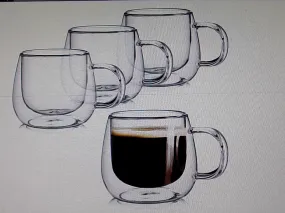 Double Wall Glass Coffee Mug Set - 10oz Clear (Set of 4)