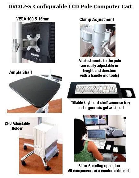 DVC04-BYO Portable Computer Pole Stand - (Pole with caster base alone) - Build Your Own Computer Desk or Medical Pole