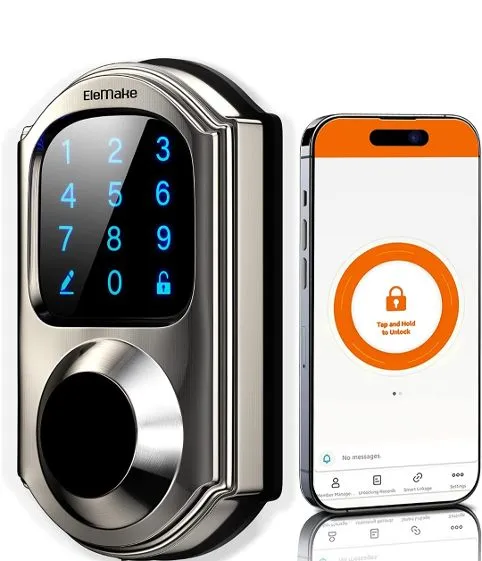 (Electronics) Smart Door Lock/5 in 1 Keyless Entry Door Lock/Wi-Fi Smart Deadbolt/Bluetooth Touchscreen Keypad (Gateway Not Included)