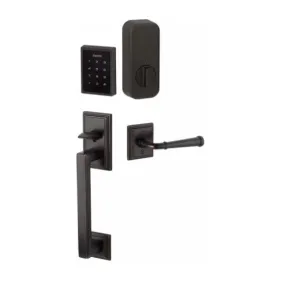 Emtek Hamden EMPowered™ Motorized Touchscreen Handle set with Basel Lever