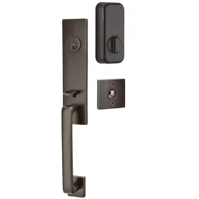 Emtek Single Cylinder Davos Handleset EMPowered Motorized Smart Lock Upgrade With Breslin Lever