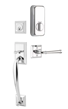 Emtek Single Cylinder Franklin Handleset EMPowered Motorized Smart Lock Upgrade With Ribbon & Reed Lever