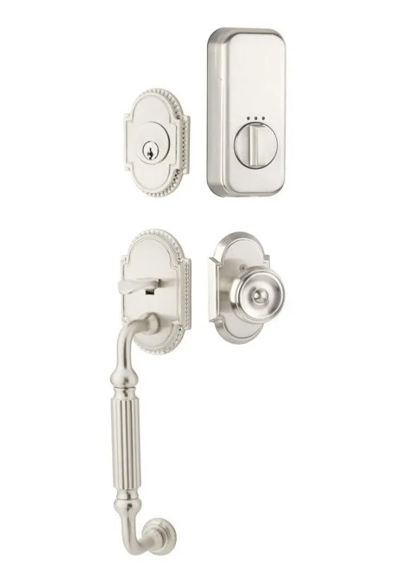 Emtek Single Cylinder Knoxville Handleset EMPowered Motorized Smart Lock Upgrade With Bern Knob