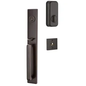 Emtek Single Cylinder Lausanne Handleset EMPowered Motorized Smart Lock Upgrade With Basel Lever