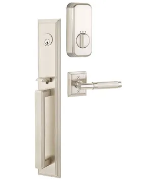 Emtek Single Cylinder Melrose Handleset EMPowered Motorized Smart Lock Upgrade With Poseidon Lever