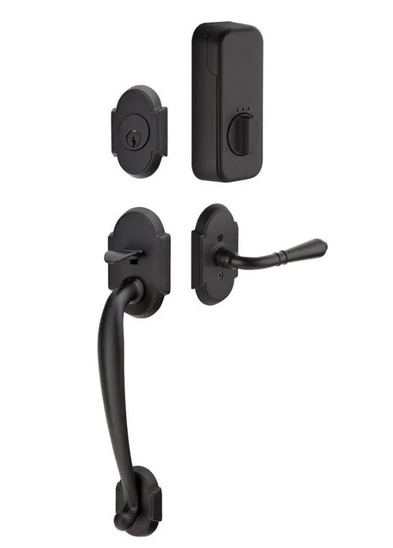 Emtek Single Cylinder Nashville Handleset EMPowered Motorized Smart Lock Upgrade With Select T-Bar Faceted Lever