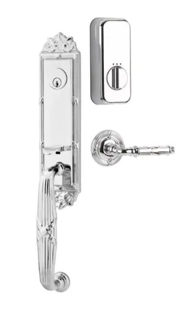 Emtek Single Cylinder Ribbon & Reed Handleset EMPowered Motorized Smart Lock Upgrade With Athena Lever