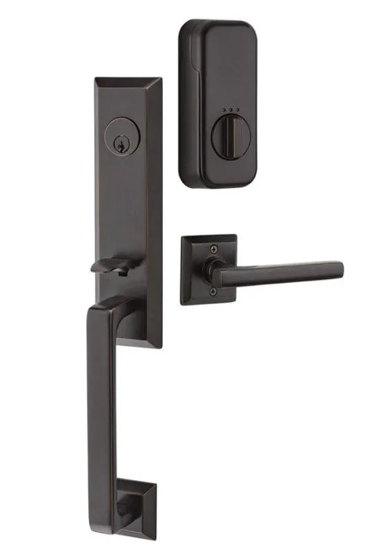 Emtek Single Cylinder Transitional Heritage Monolithic Handleset EMPowered Motorized Smart Lock Upgrade With Helios Lever