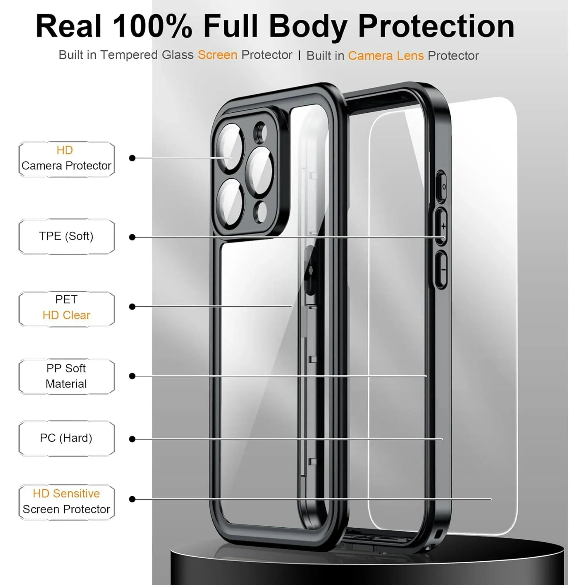 Entronix Waterproof Case for Apple iPhone 11 Case, Full Body Shockproof with Built In Screen Protector, Heavy Duty Cover