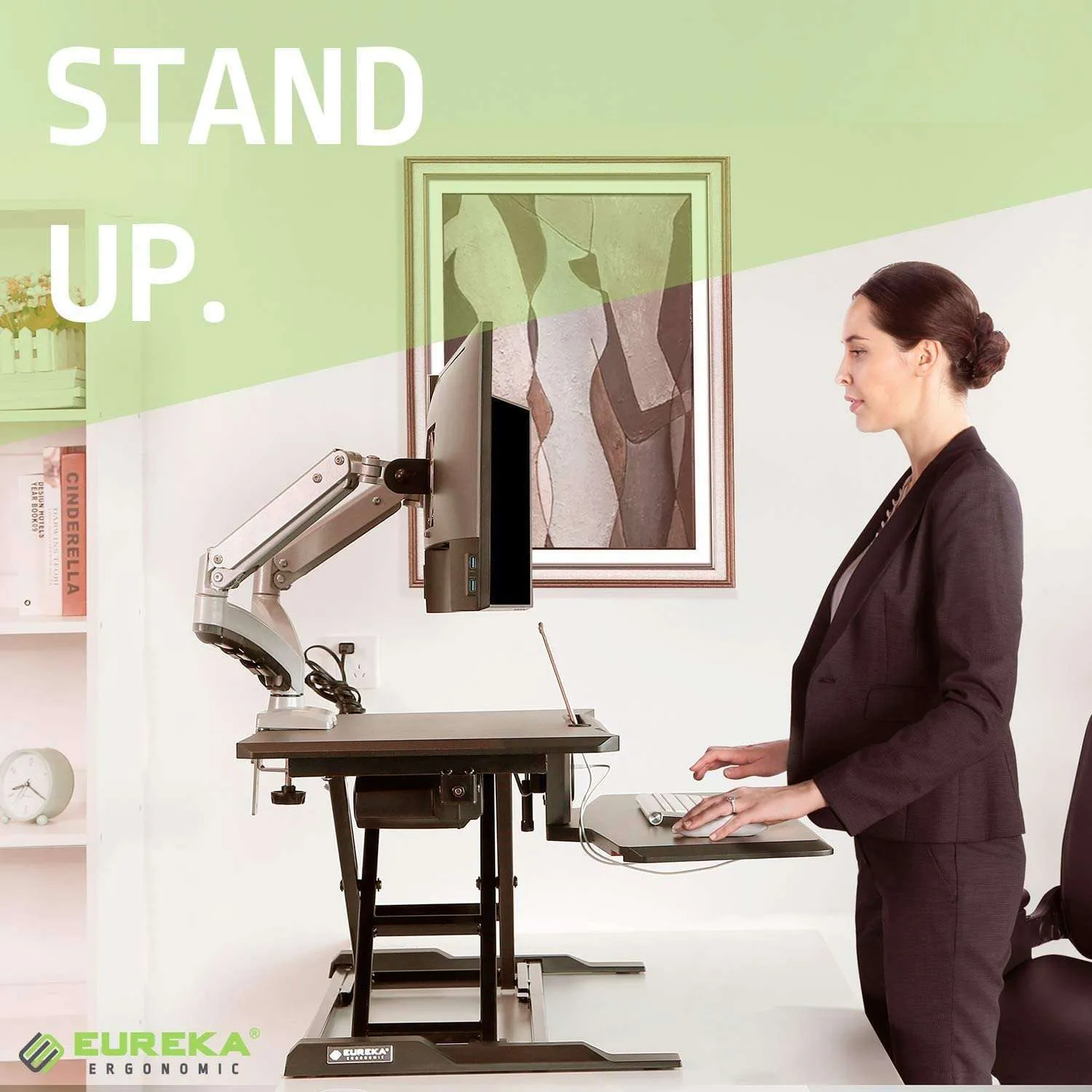 Eureka Ergonomic 31" Electric Height Adjustable Standing Desk Converter, Sit Stand Desk With Keyboard Tray,  ERK-ECCV-31B