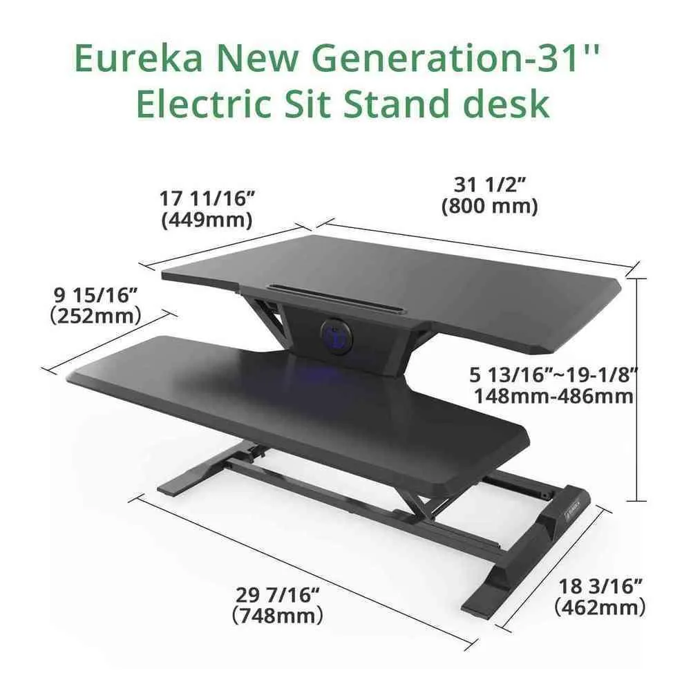 Eureka Ergonomic 31" Electric Height Adjustable Standing Desk Converter, Sit Stand Desk With Keyboard Tray,  ERK-ECCV-31B