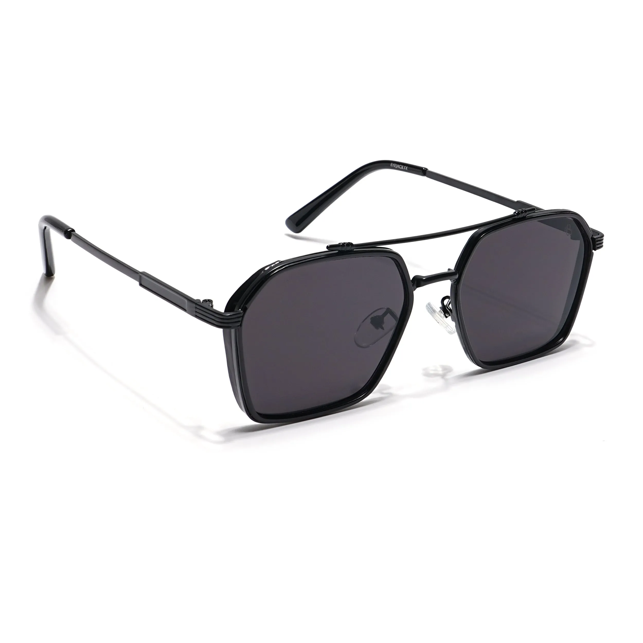 Eyejack Black Square Sunglasses for Men & Women (B80677CL846)