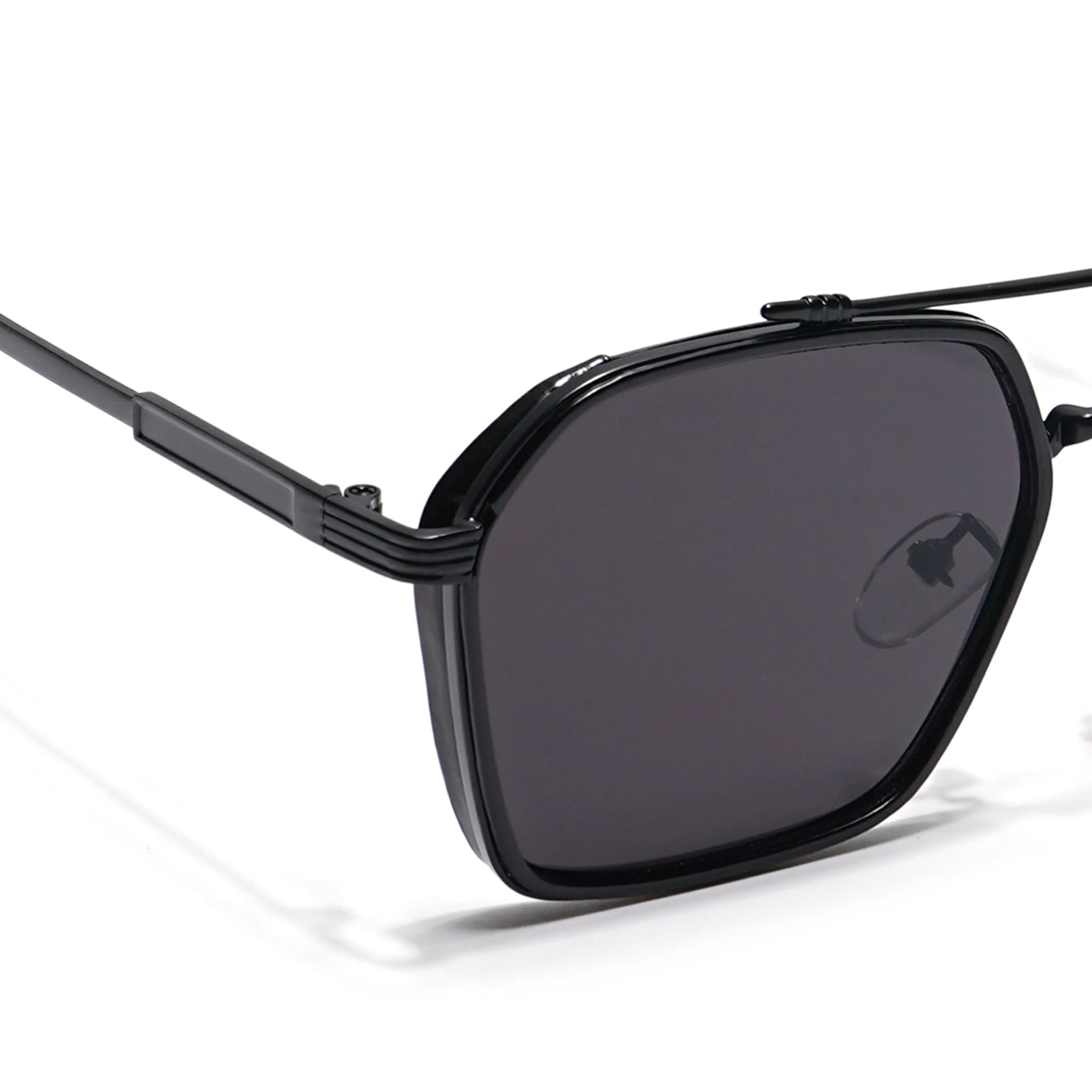 Eyejack Black Square Sunglasses for Men & Women (B80677CL846)