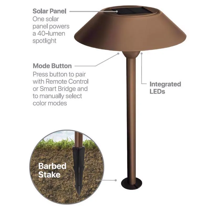 Feit OneSync Bronze Solar Powered 40 W LED Pathway Light 2 pk