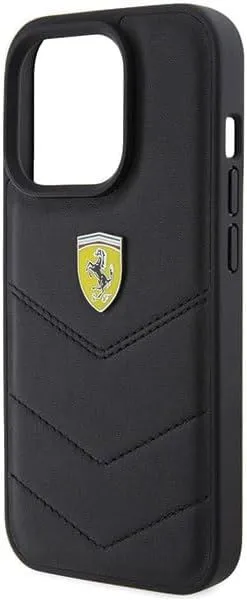 Ferrari Quilted Metal Logo Case for iphone 15 Pro 6.1" Black - FEHCP15LRDUK