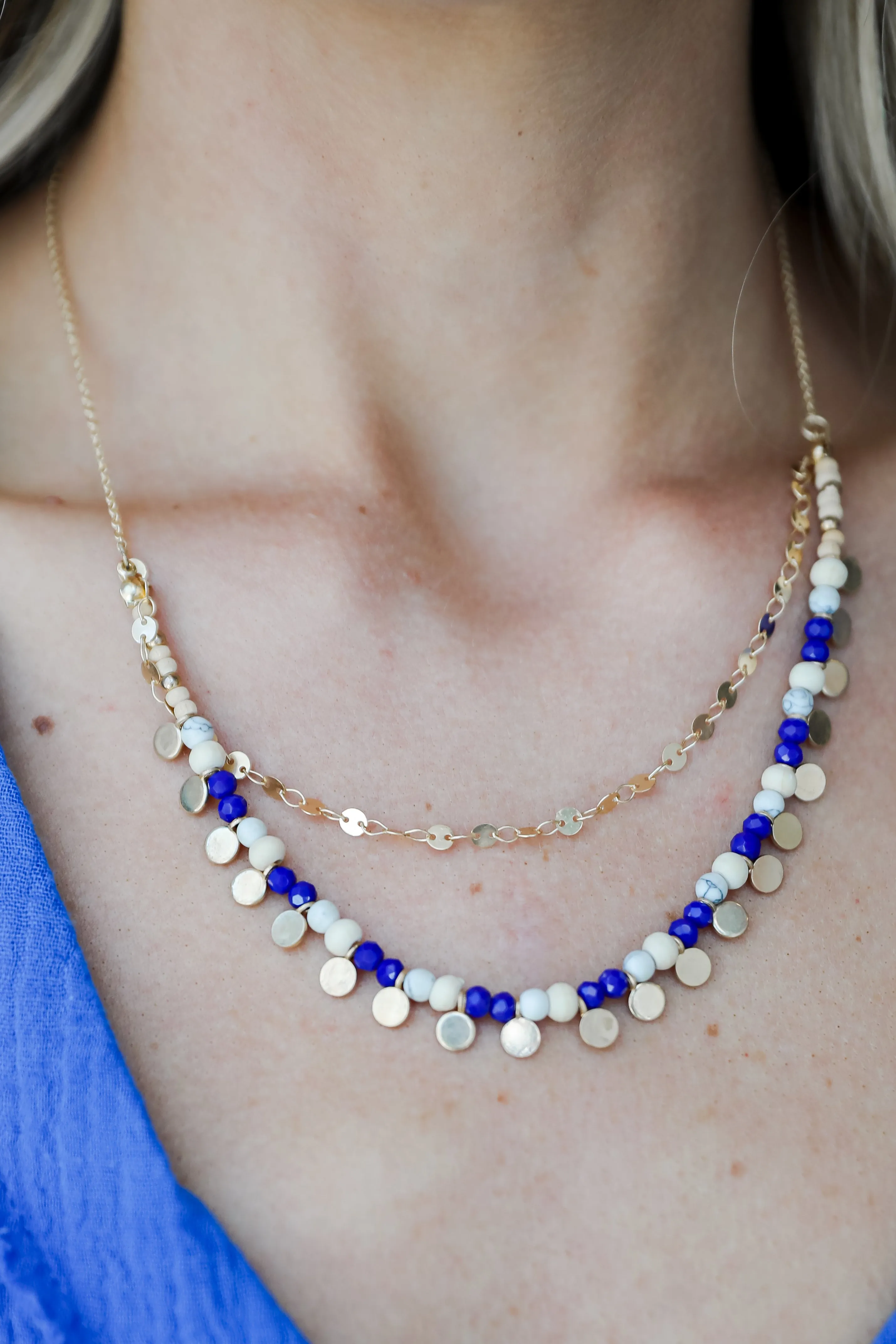 FINAL SALE - Aspen Blue Beaded Layered Necklace