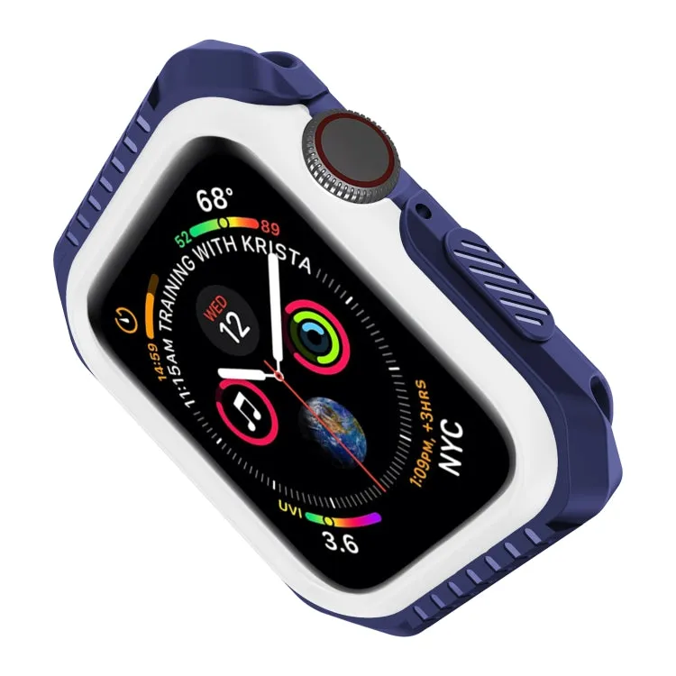 For Apple Watch Series 6 & SE & 5 & 4 44mm Shockproof Two Color Protective Case(Blue White)