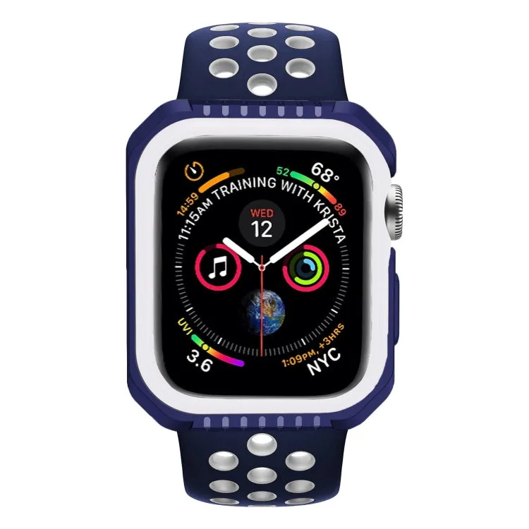 For Apple Watch Series 6 & SE & 5 & 4 44mm Shockproof Two Color Protective Case(Blue White)