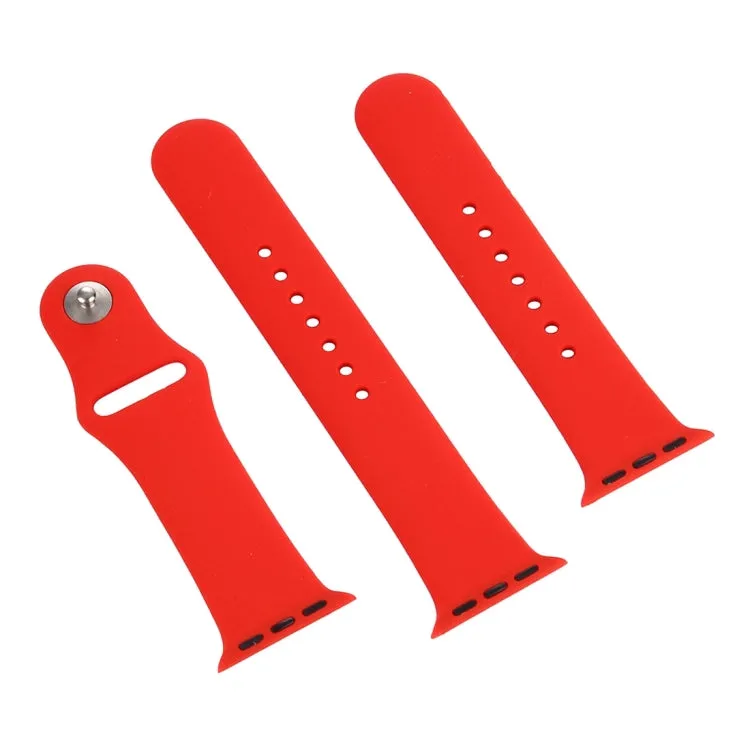 For Apple Watch Ultra 49mm & Watch Ultra 2 49mm / Series 9&8&7 45mm / SE 3&SE 2&6&SE&5&4 44mm / 3&2&1 42mm 3 in 1 Rubber Watch Band with Pin Buckle(Red)