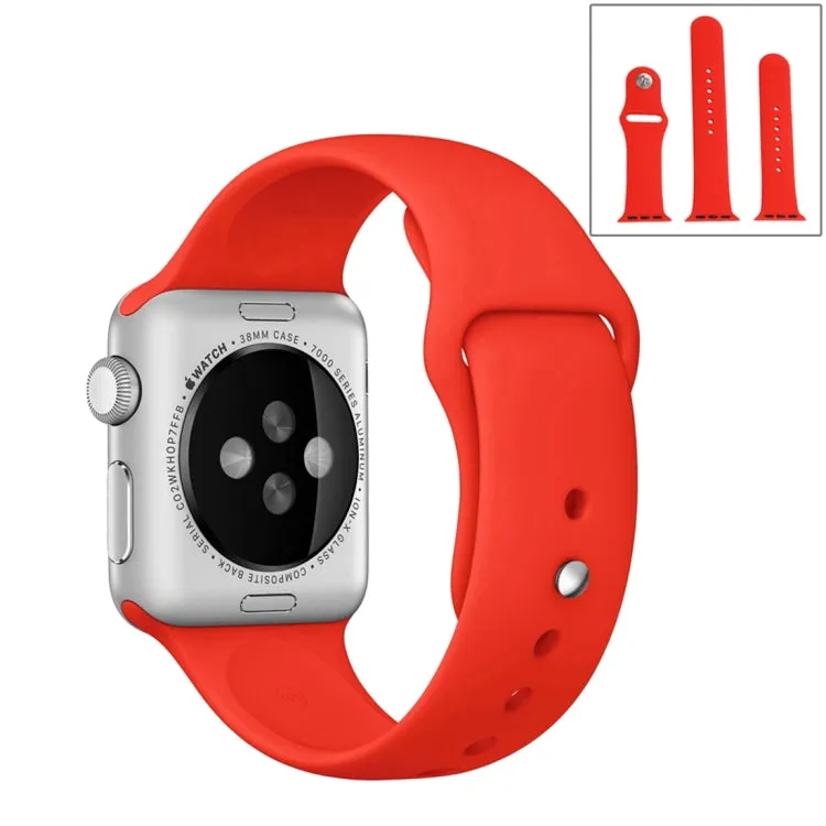 For Apple Watch Ultra 49mm & Watch Ultra 2 49mm / Series 9&8&7 45mm / SE 3&SE 2&6&SE&5&4 44mm / 3&2&1 42mm 3 in 1 Rubber Watch Band with Pin Buckle(Red)