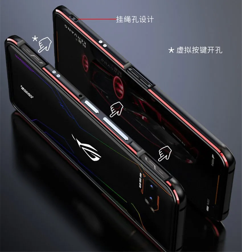 For ASUS ROG 2 ROG2 Case Metal Frame Double Color Aluminum Bumper Protect Cover for ASUS ROG Phone II Case