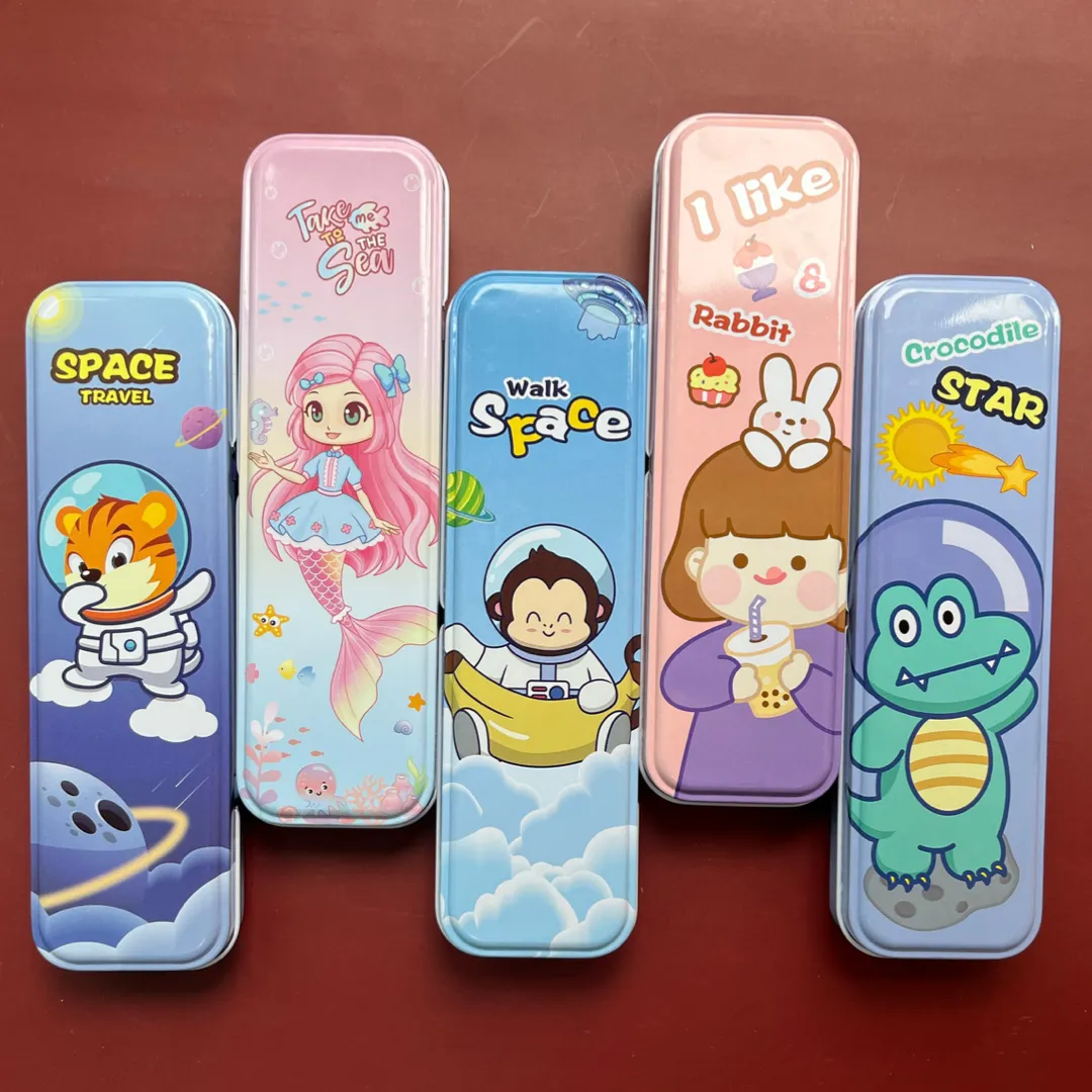 Fun Cartoon Printed Metal Pencil Case