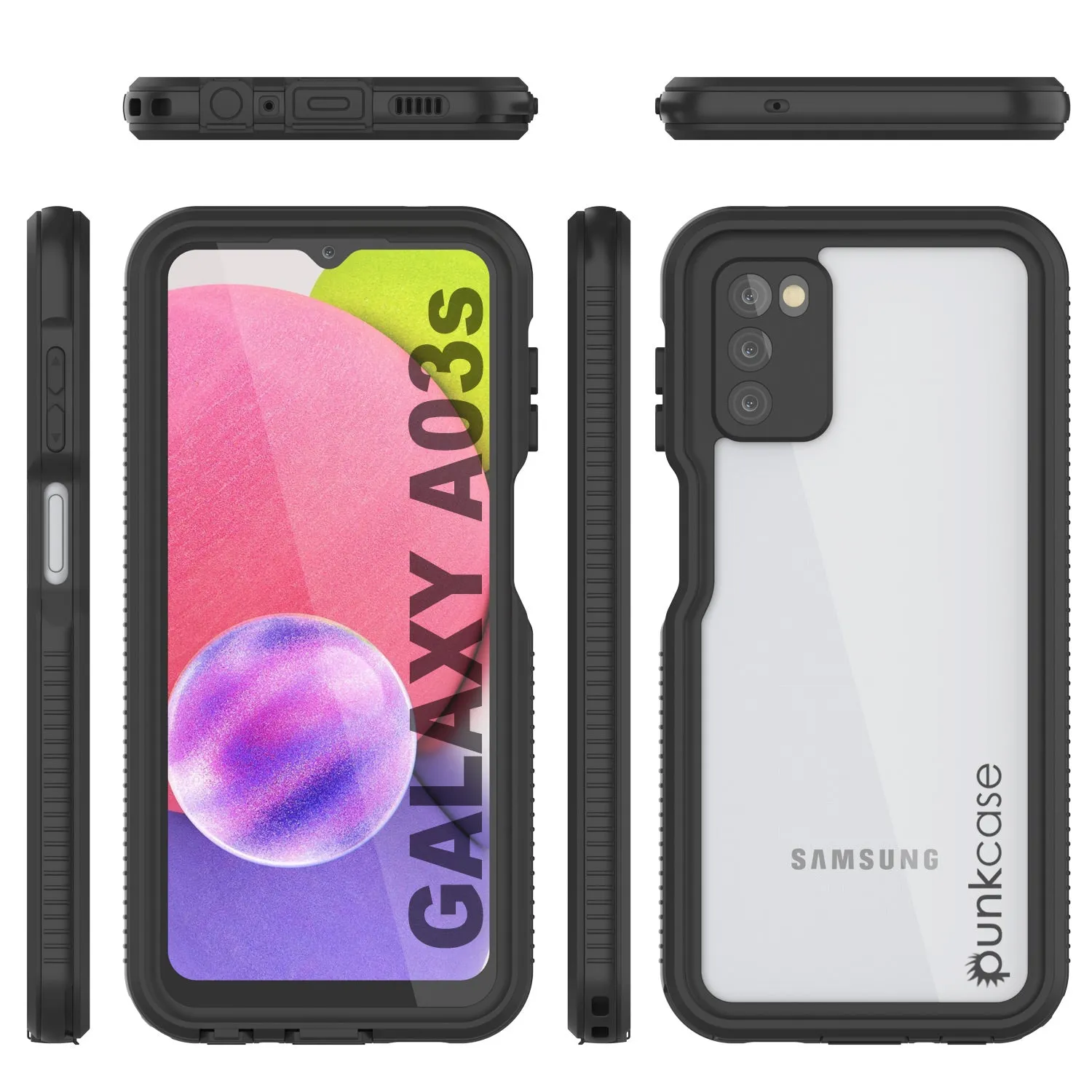 Galaxy A03s Waterproof Case PunkCase StudStar Black Thin 6.6ft Underwater IP68 Shock/Snow Proof