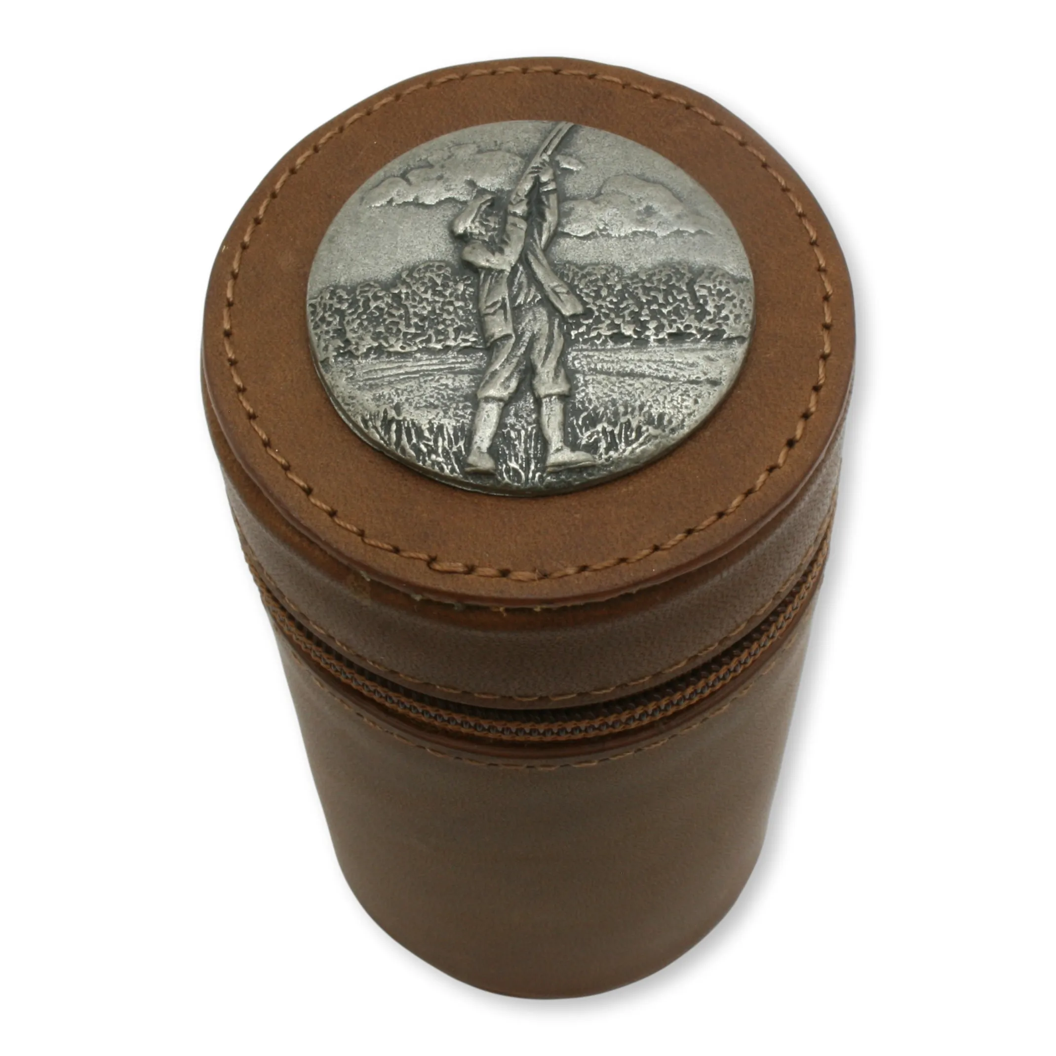 Game Shooter Style 1-10 Numbered Cups In Brown Leather Zip Case