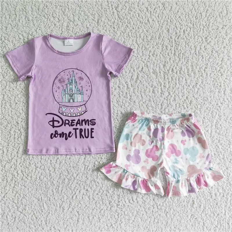 girls purple t-shirt shorts set GSSO0050