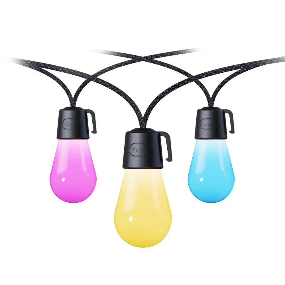 Govee RGBW 14m Bluetooth & Wi-Fi Outdoor String Lights - Sort