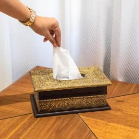 Handcrafted Tissue Box with Heavy Brass Fittings - A Luxurious Necessity