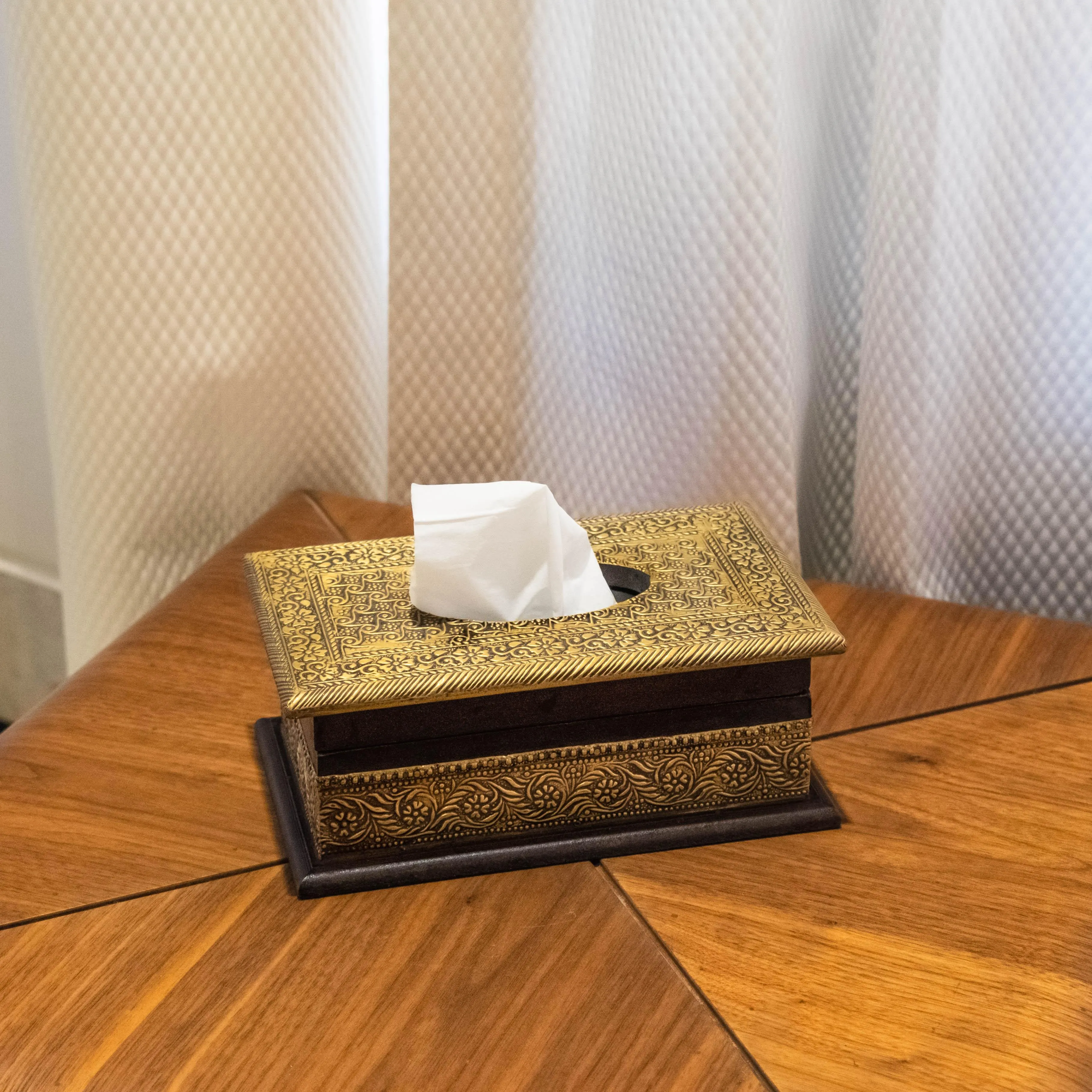 Handcrafted Tissue Box with Heavy Brass Fittings - A Luxurious Necessity