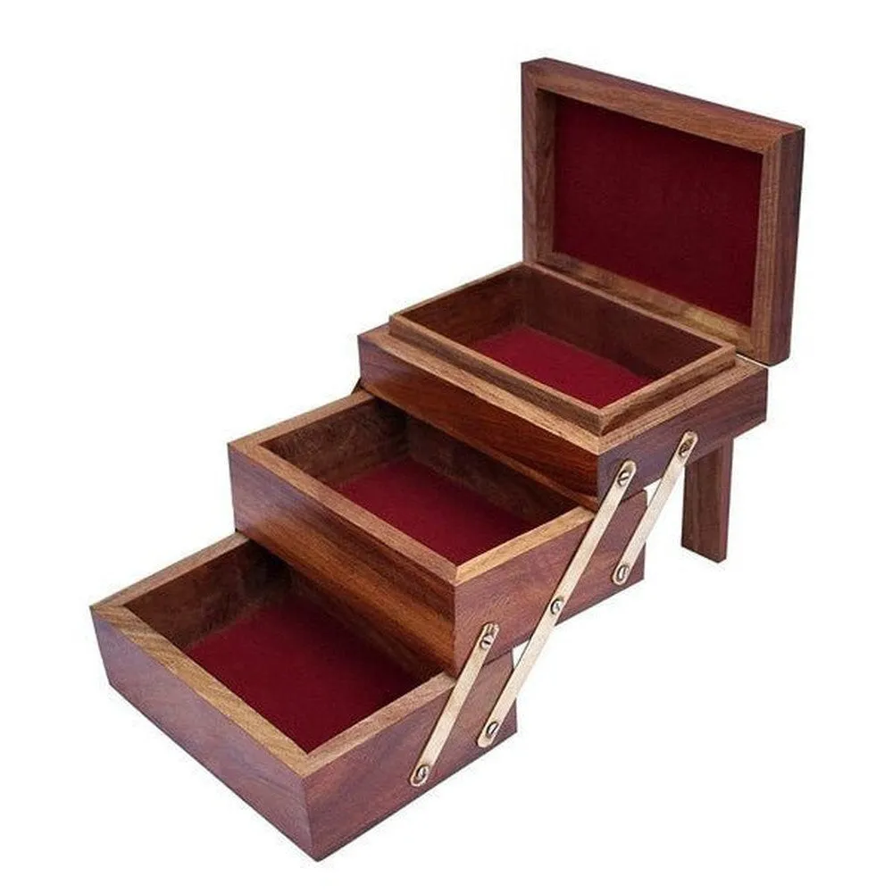 Handmade Wooden Jewellery Box, Jewel Storage Organizer 5 x 3.5 x 4.7 Inches