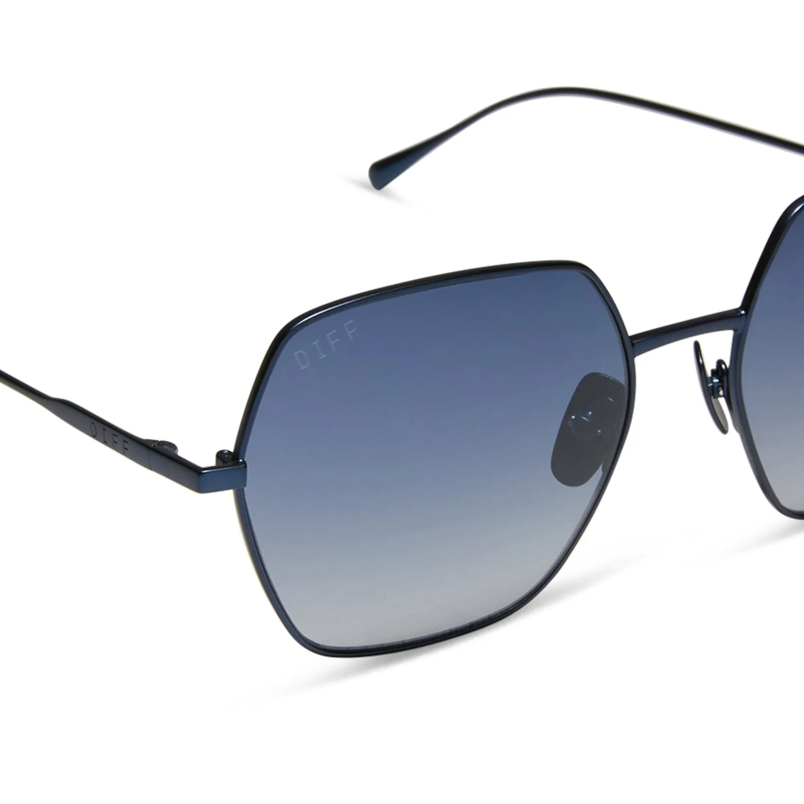 HARLOWE - DEEP NAVY METAL   AEGEAN BLUE FLASH SUNGLASSES