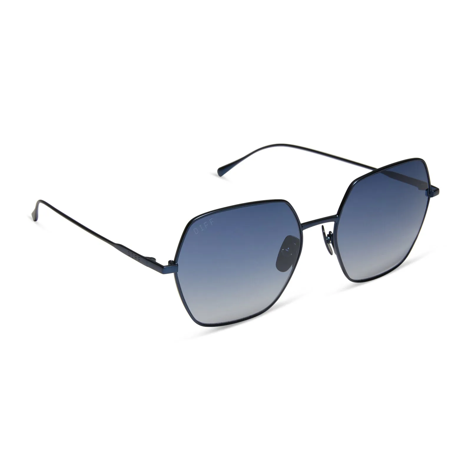 HARLOWE - DEEP NAVY METAL   AEGEAN BLUE FLASH SUNGLASSES