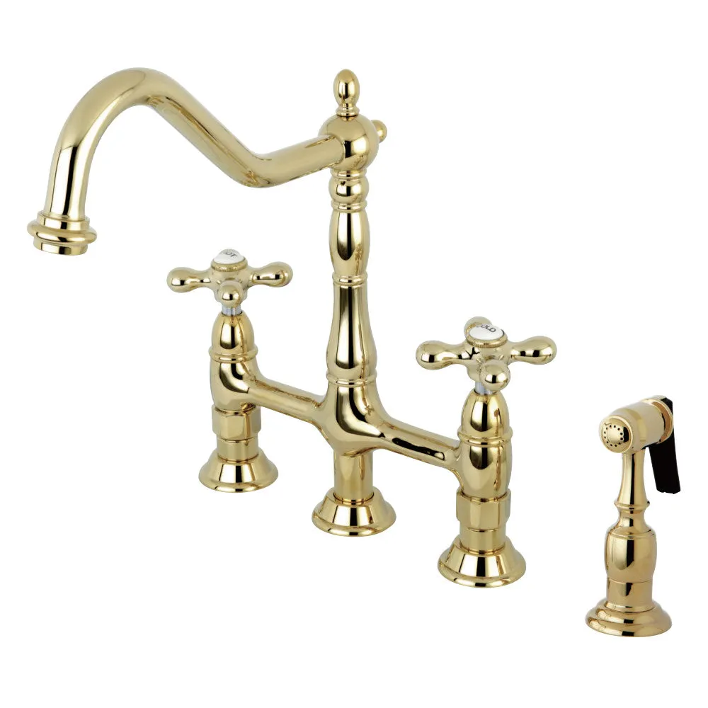 Heritage 8" Center Kitchen Bridge Faucet, 8.9" In Spout Reach