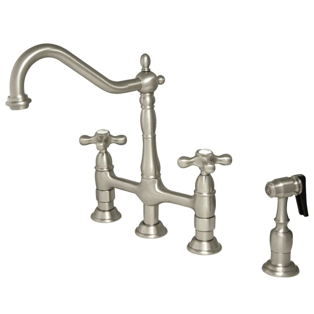 Heritage 8" Center Kitchen Bridge Faucet, 8.9" In Spout Reach