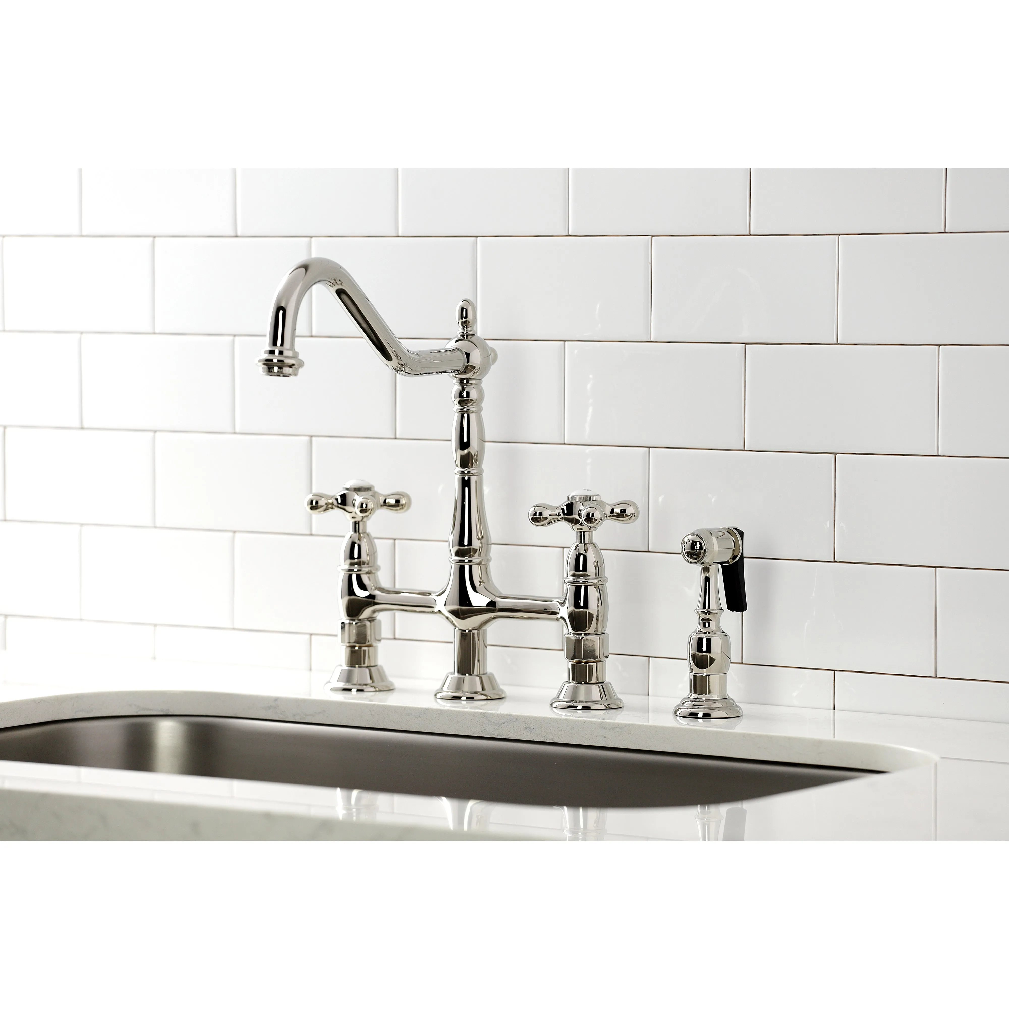 Heritage 8" Center Kitchen Bridge Faucet, 8.9" In Spout Reach