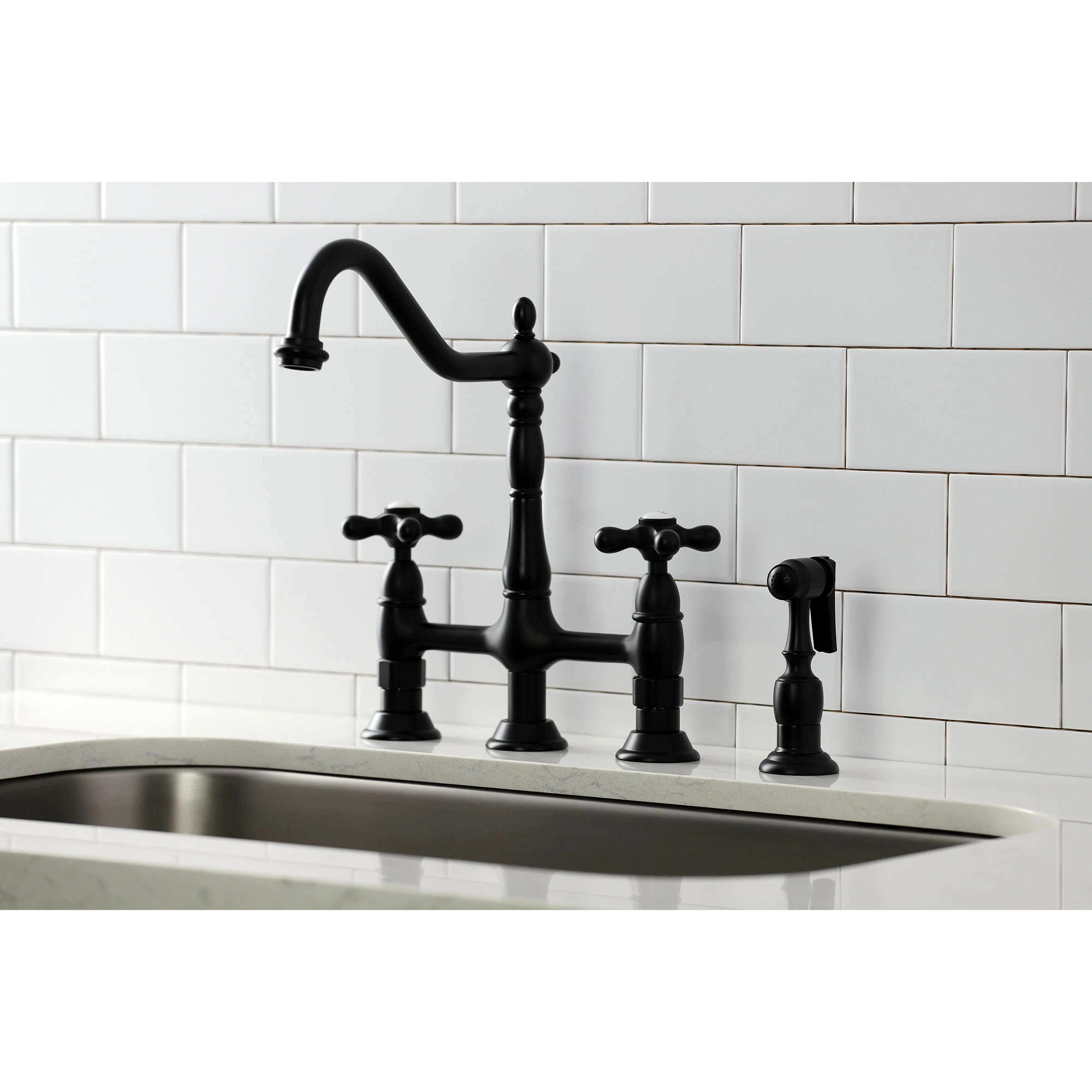 Heritage 8" Center Kitchen Bridge Faucet, 8.9" In Spout Reach