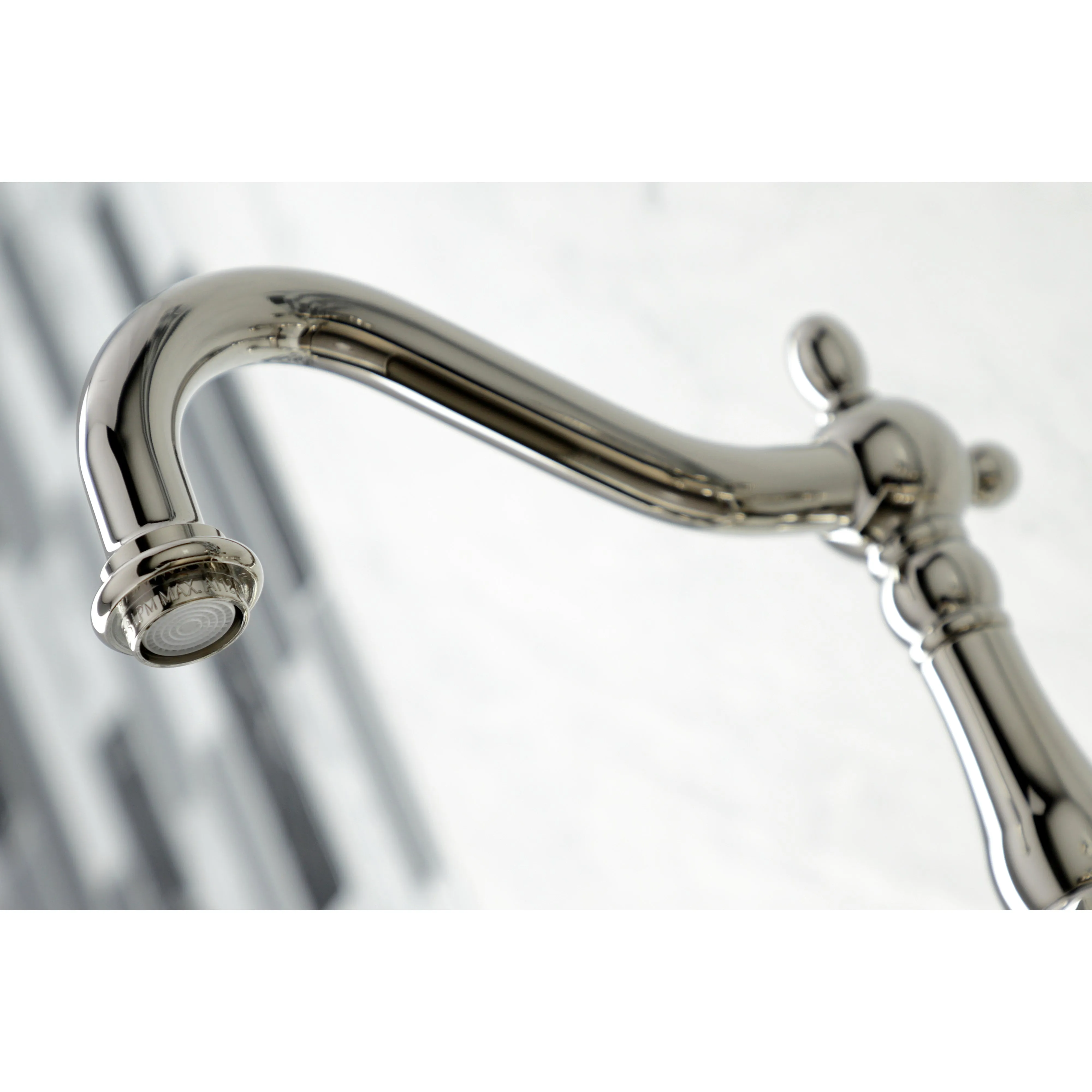 Heritage Wall Mount Bridge Kitchen Faucet with Brass Sprayer