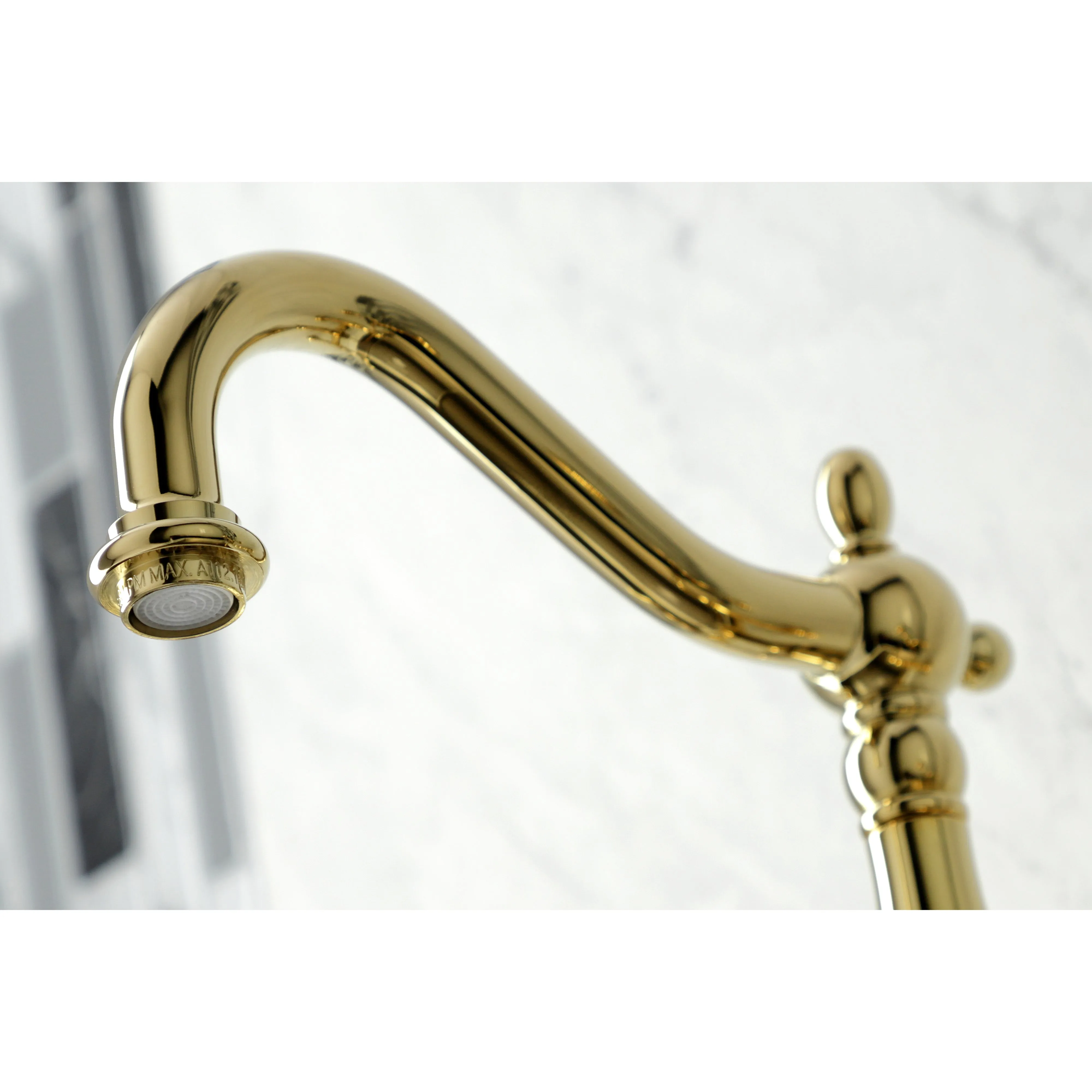 Heritage Wall Mount Bridge Kitchen Faucet with Brass Sprayer