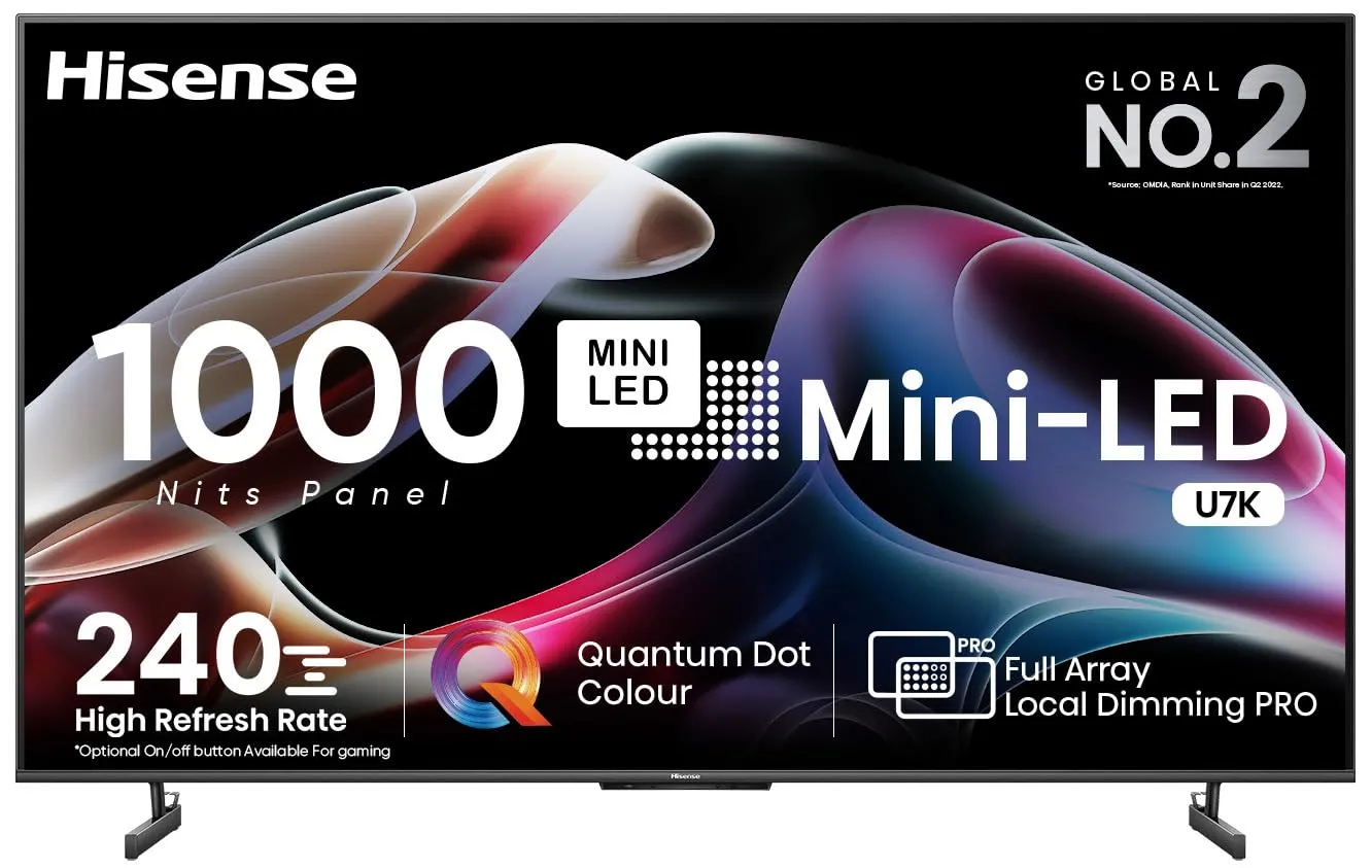 Hisense 215 cm (85 inches) 4K Ultra HD Smart Mini LED TV 85U7K (Black)