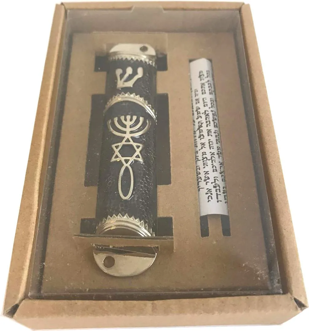 Holy Land Market Messianic Seal Mezuzah case - 4.1 Inch with Scroll Included