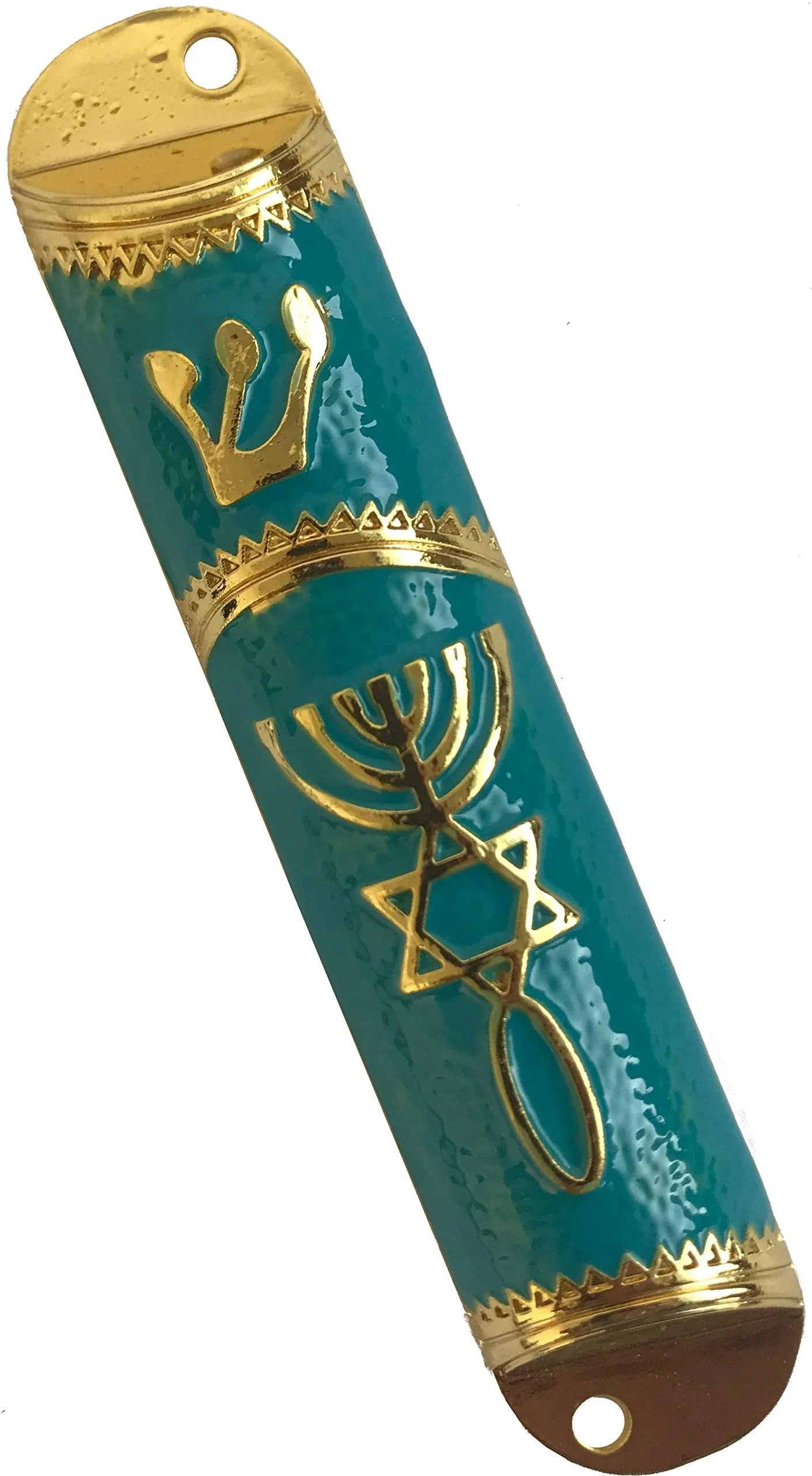 Holy Land Market Messianic Seal Mezuzah case - 4.1 Inch with Scroll Included