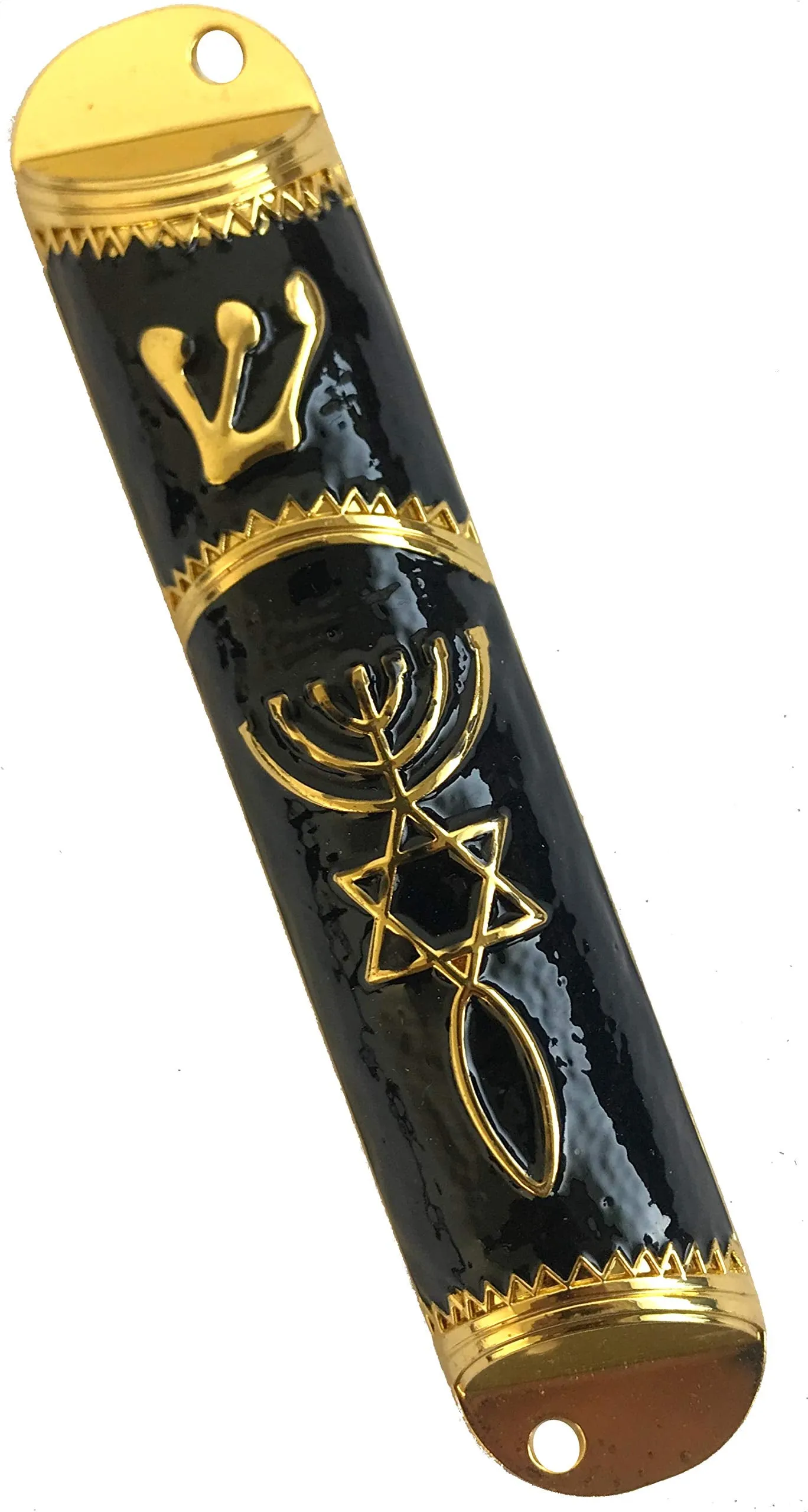 Holy Land Market Messianic Seal Mezuzah case - 4.1 Inch with Scroll Included