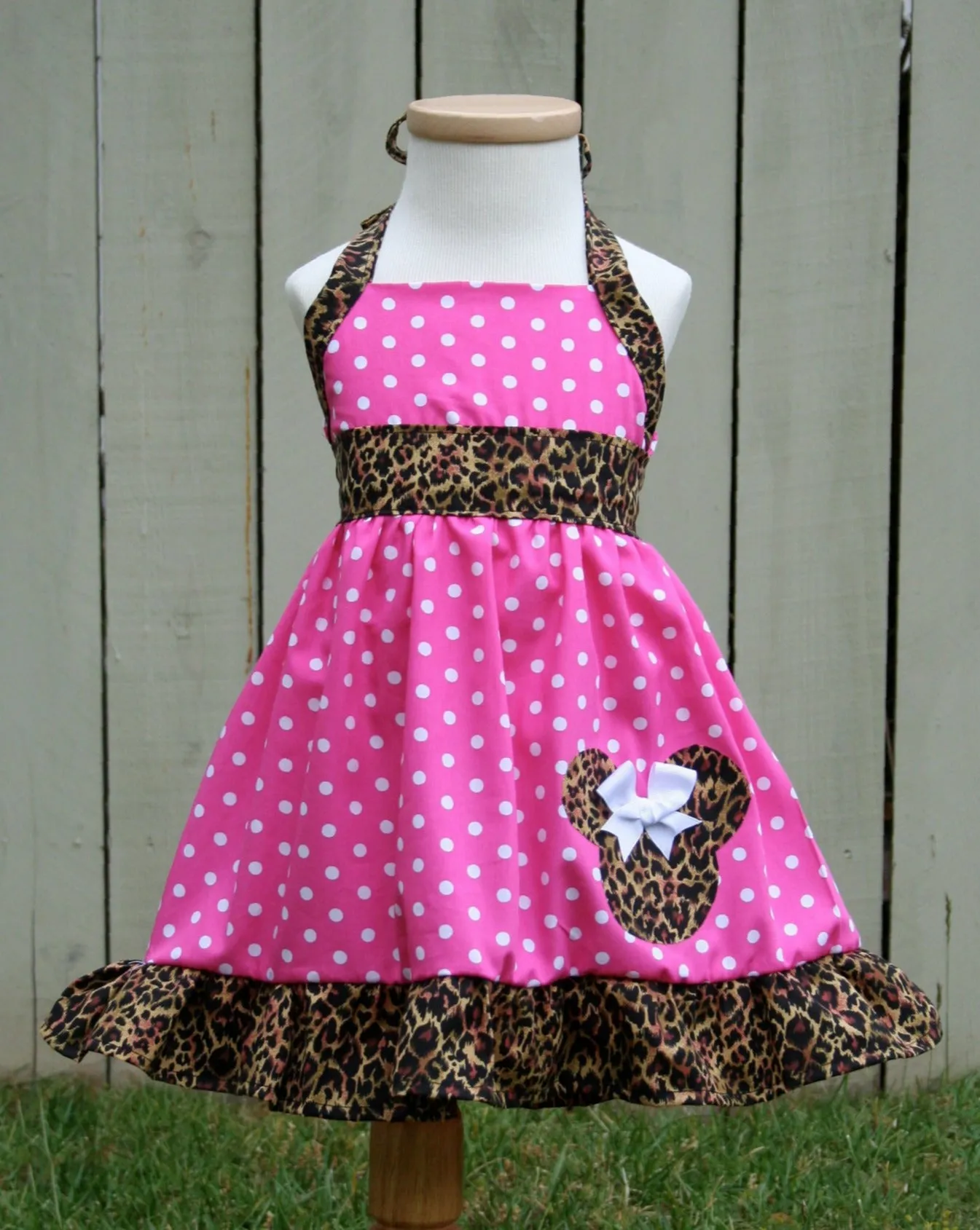 Hot Pink Leopard Minnie Mouse Dress