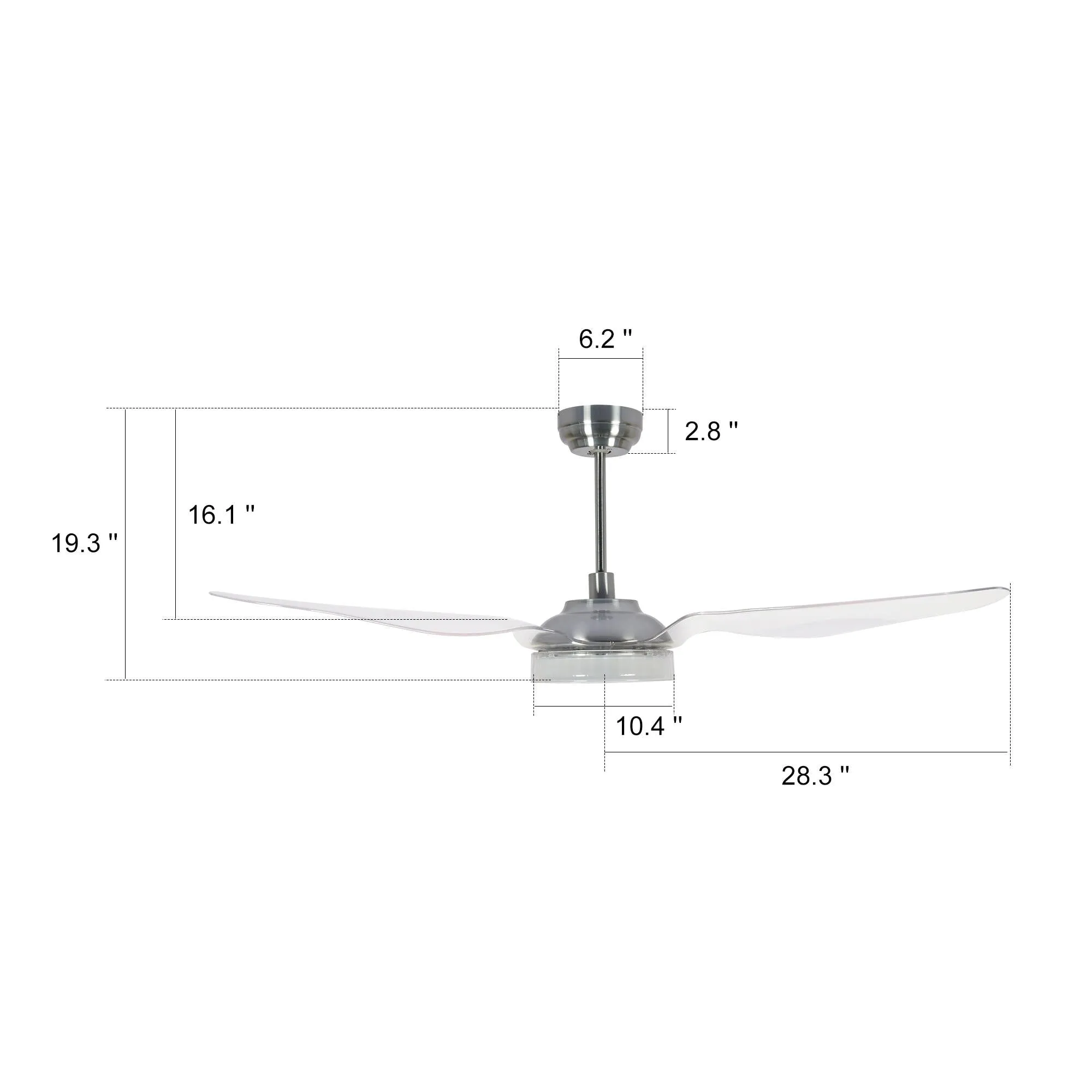 Icebreaker 56" In. Silver/Transclucent 3 Blade Smart Ceiling Fan with Dimmable LED Light Kit Works with Remote Control, Wi-Fi apps and Voice control via Google Assistant/Alexa/Siri (Set of 2)