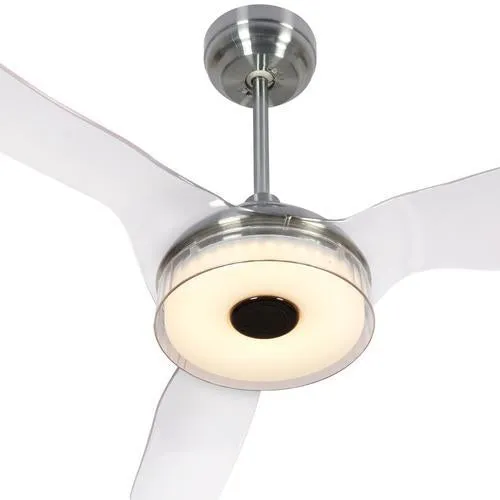 Icebreaker 56" In. Silver/Transclucent 3 Blade Smart Ceiling Fan with Dimmable LED Light Kit Works with Remote Control, Wi-Fi apps and Voice control via Google Assistant/Alexa/Siri (Set of 2)