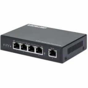 Intellinet 4-Port Gigabit Ultra PoE Extender, Adds up to 100 m (328 ft.) to PoE Range, 90 W PoE Power Budget, Four PSE Ports with up to 30 W Output, IEEE 802.3bt/at/af Compliant, Metal Housing